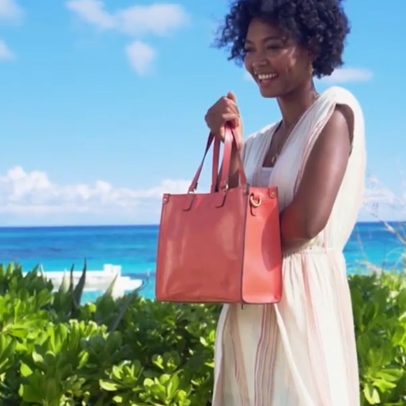 Patricia Nash Leather Ava Medium Tote with Crossbody Strap - Coral - Picture 2 of 10